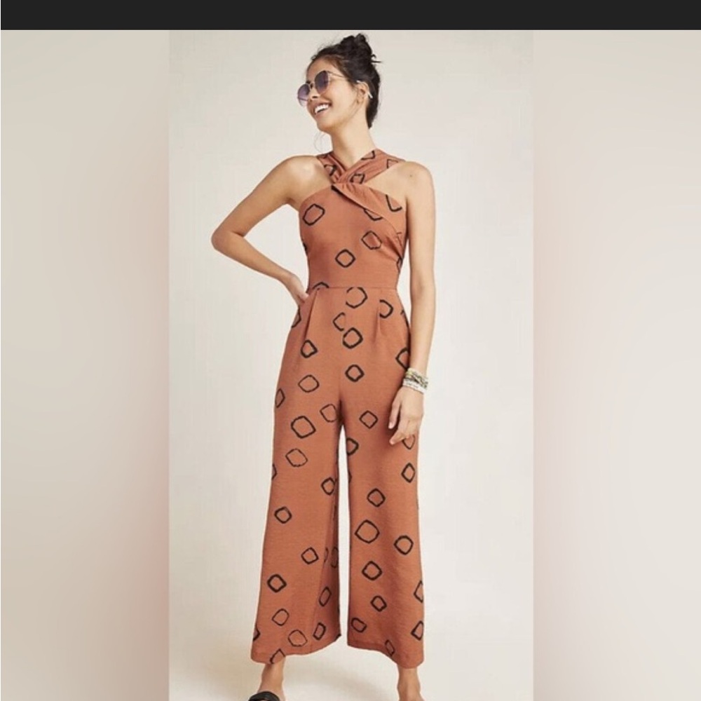 Eva Franco Terracotta Geometric Jumpsuit